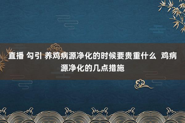 直播 勾引 养鸡病源净化的时候要贵重什么  鸡病源净化的几点措施